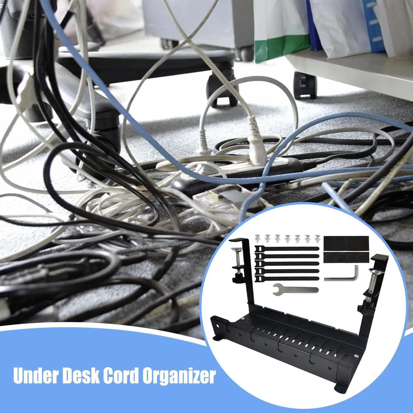 

Under Table Cable Management Computer Cord Organizer For Desk Organization Manager Rack Storage Expandable Basket Tray For