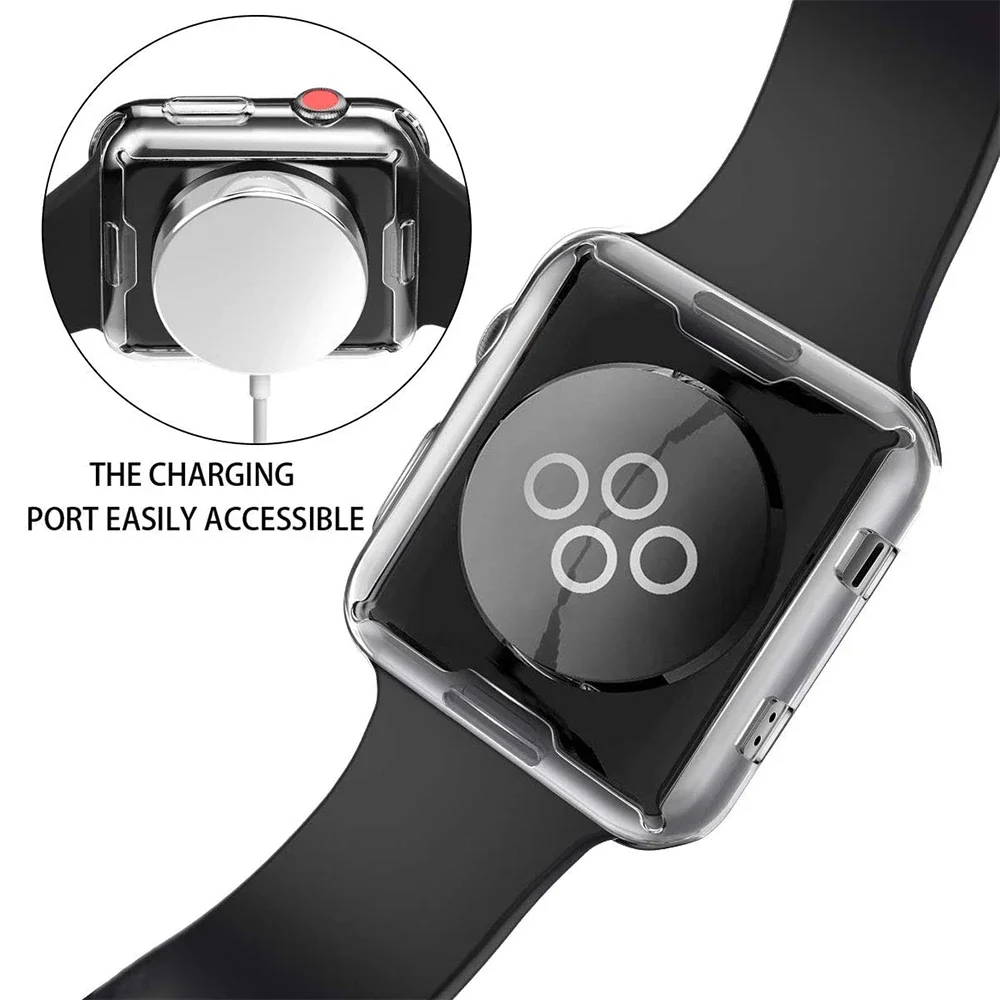 TPU-Abdeckung für Apple Watch 45 mm, 41 mm, 44 mm, 40 mm, Displayschutzfolie, Stoßstangenzubehör, iWatch-Serie 10, 9, 8, 7, SE, 6, 5, 4, 3, 42 mm, 46 mm