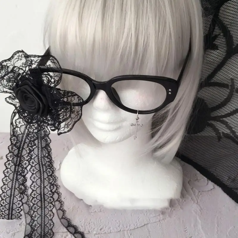 Crucifix Eyeglass No Lens Subcultures Crosses Lunettes Frame Anime Cosplay Props Funny Novelty Eyewear Party Glasses