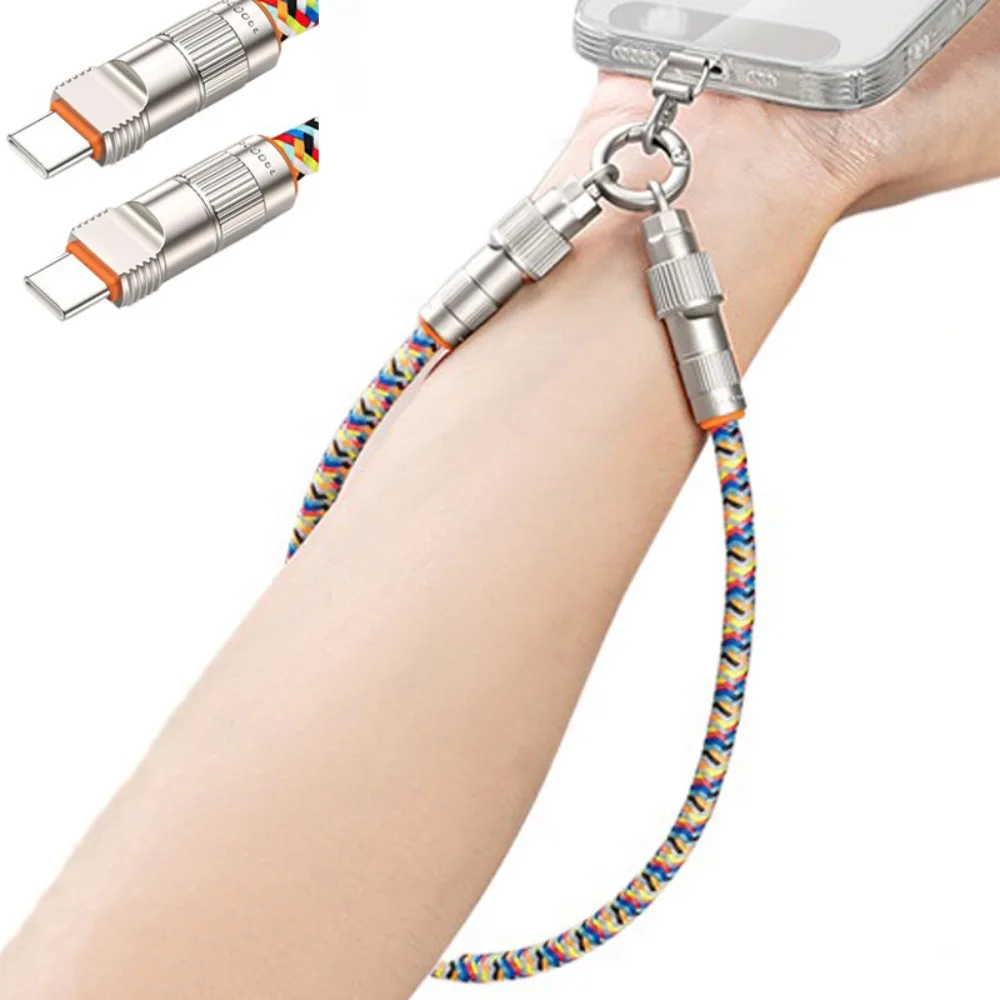 

Кабель для передачи данных Type-C и ремешок для телефона 2-в-1: быстрая зарядка PD66W, защита от потери, съемный шнурок для подвешивания телефона