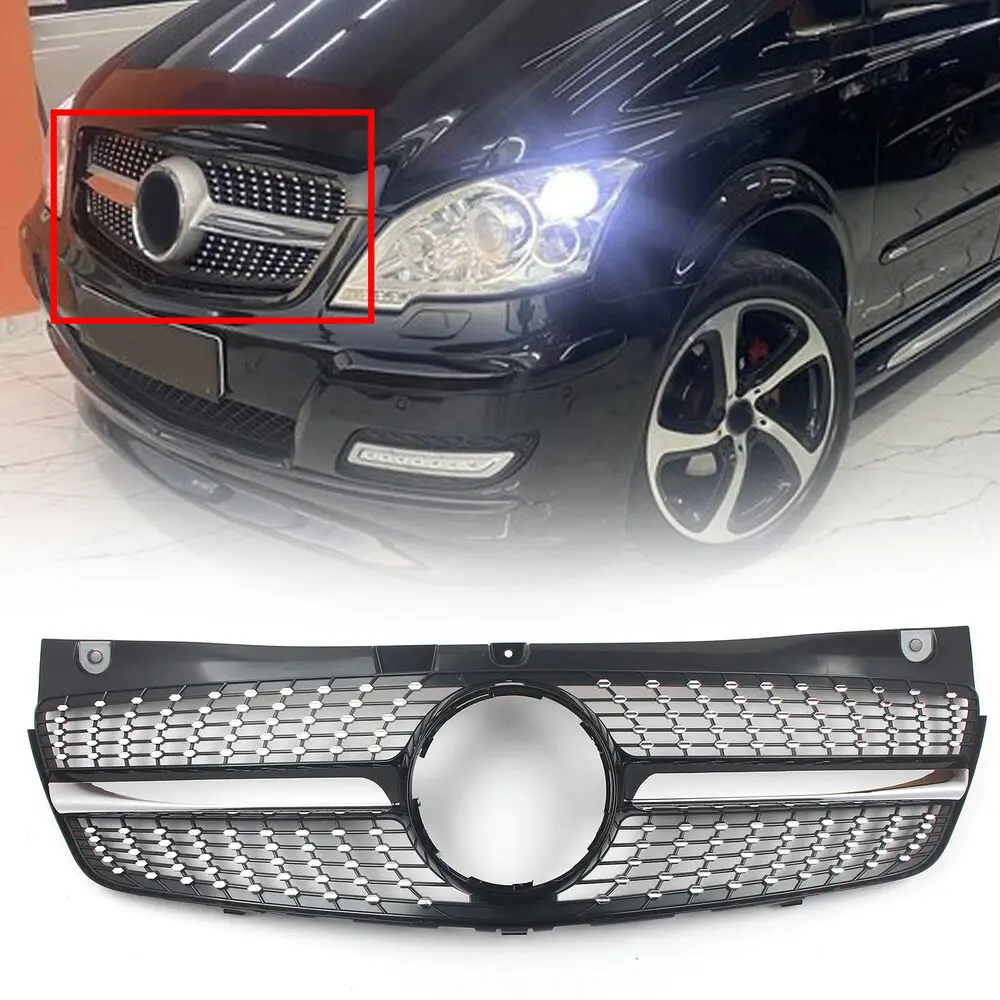 

Car Accsesories Auto Racing Grills Front Bumper Upper Mesh For Mercedes Benz W639 Radiator Grille V-Class Exterior Styling Parts