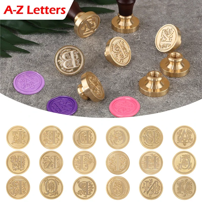 Retro Sealing Wax Stamp Head 26 Alphabet A-Z Letter Seals Stamp Set with 2pcs Handles Antique Wax Seal Stamp for Decorations