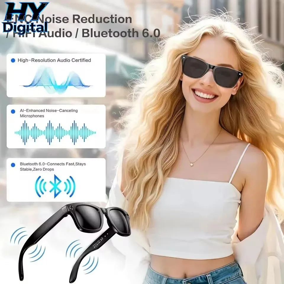 

HY Digital AI Smart Glasses 120+Language Translation 8MP Camera Video Music Player Call Business 8K Color Change Glasses Men