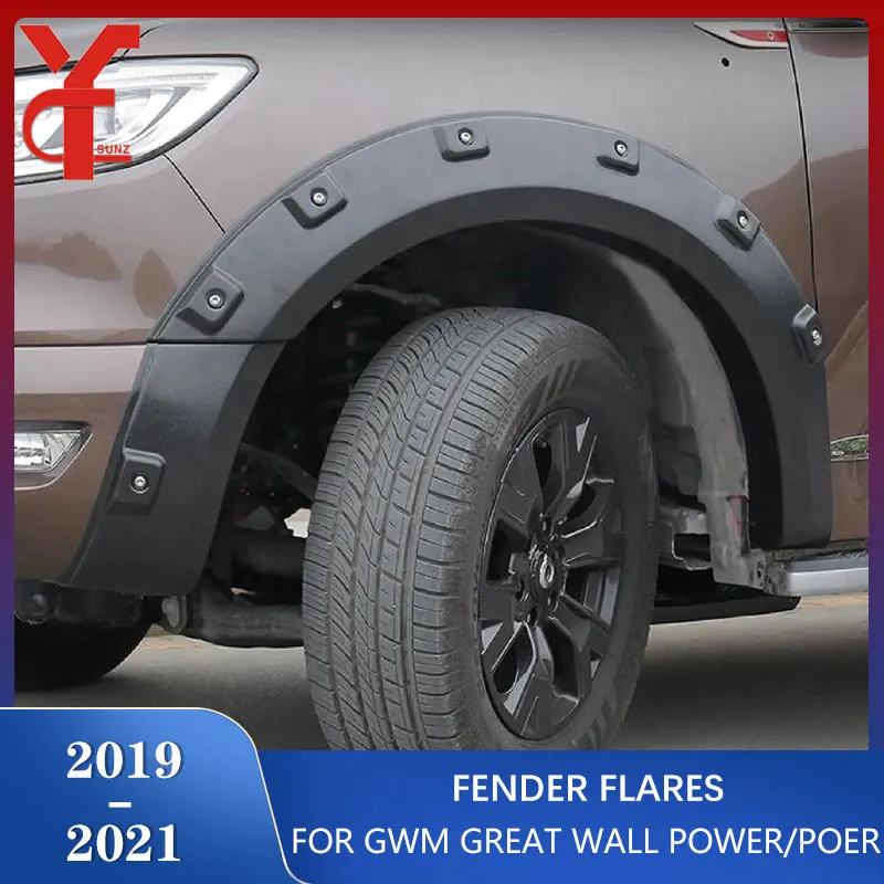 

Car black Fender Flares Mudguards For GWM Great Wall Power Great Wall Pao 2019 2020 2021 Pick Up Wheel Arch Accessories