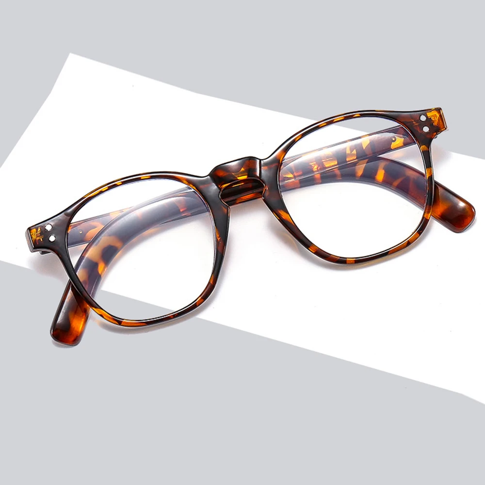 Leopard PC Full-rim Trendy Retro Round Oversized Comfortable Photochromic Progressive Multifocal Reading Glasses +0.75 To +4