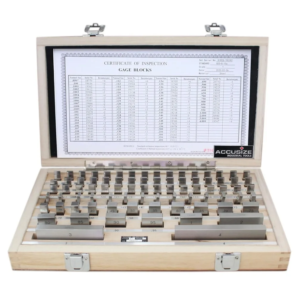 Reference Size Industrial Tools, Steel Gage Block Set, Grade AS-1, P900-S582, 81 Pcs