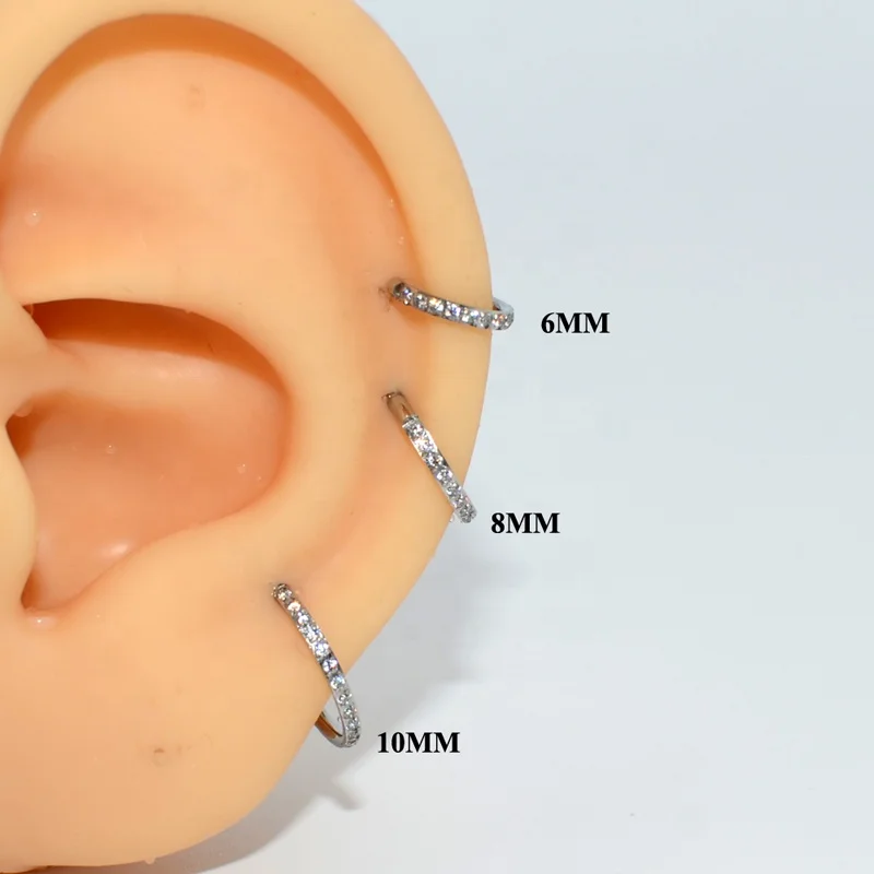 Image 5: Anneau de nez G23 en titane CZ 16G 18G, charnière Septum Segment oreille Tragus Cartilage Helix Daith lèvres nez corps Piercing bijoux