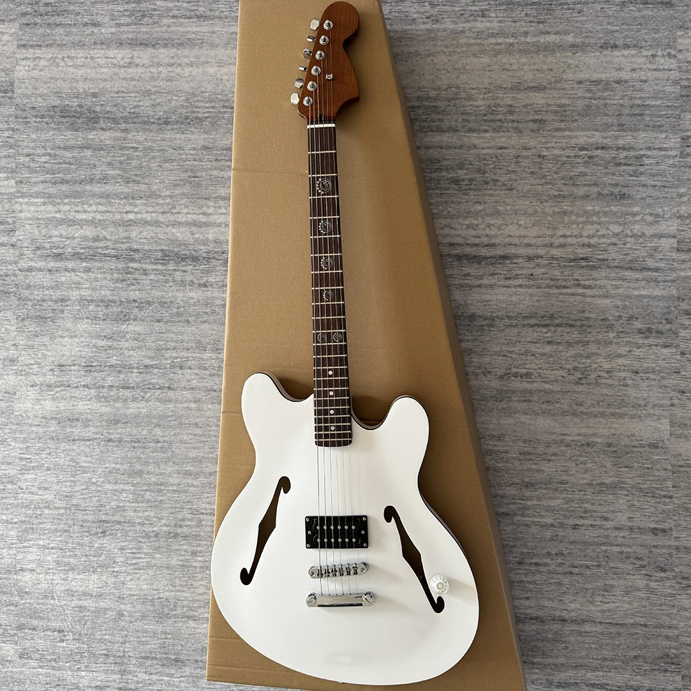 High quality bright white starcaster jazz electric guitar,in stock,support color customization