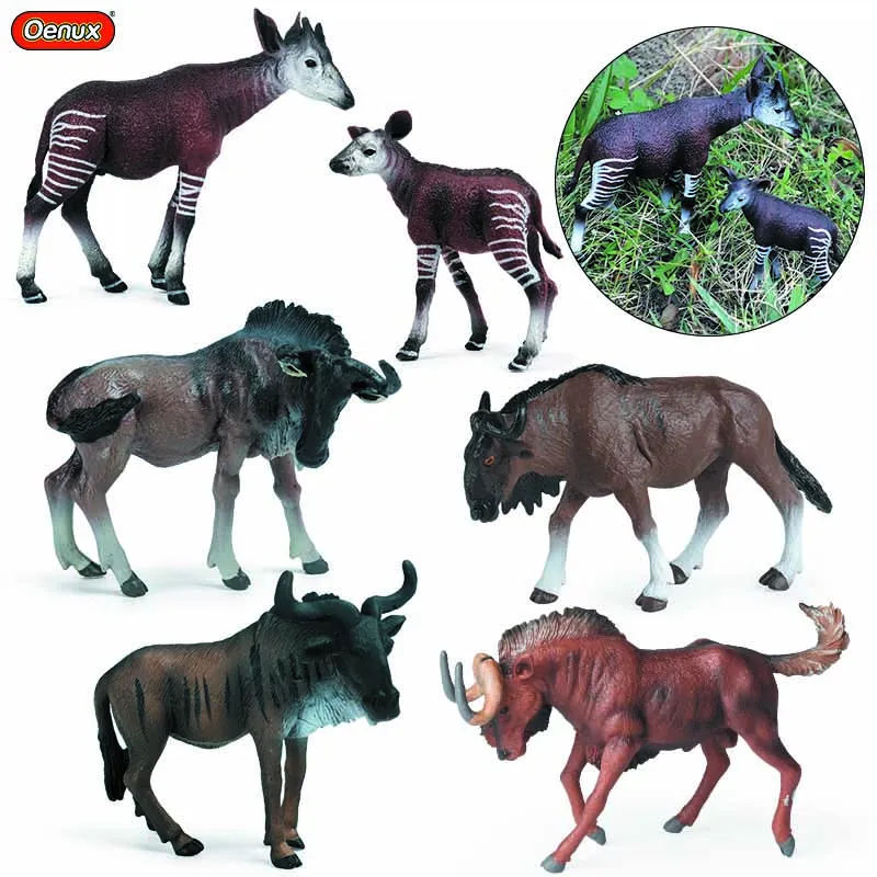 Oenux classique animaux africains sauvages Simulation Okapi Wildebeest Figurine PVC modèle éducation école enfant jouets cadeau