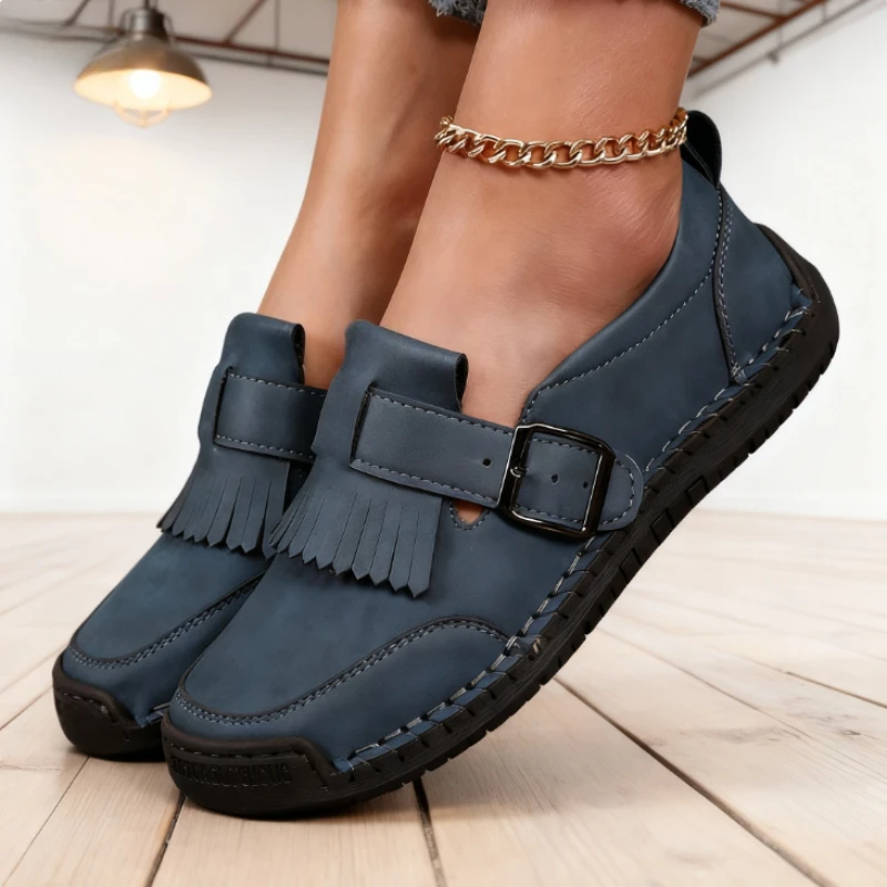 

Женские лоферы в британском стиле, 2024, прогулочная обувь на мягкой подошве на плоской подошве, модные нескользящие винтажные мокасины без шнуровки для женщин, хит продаж