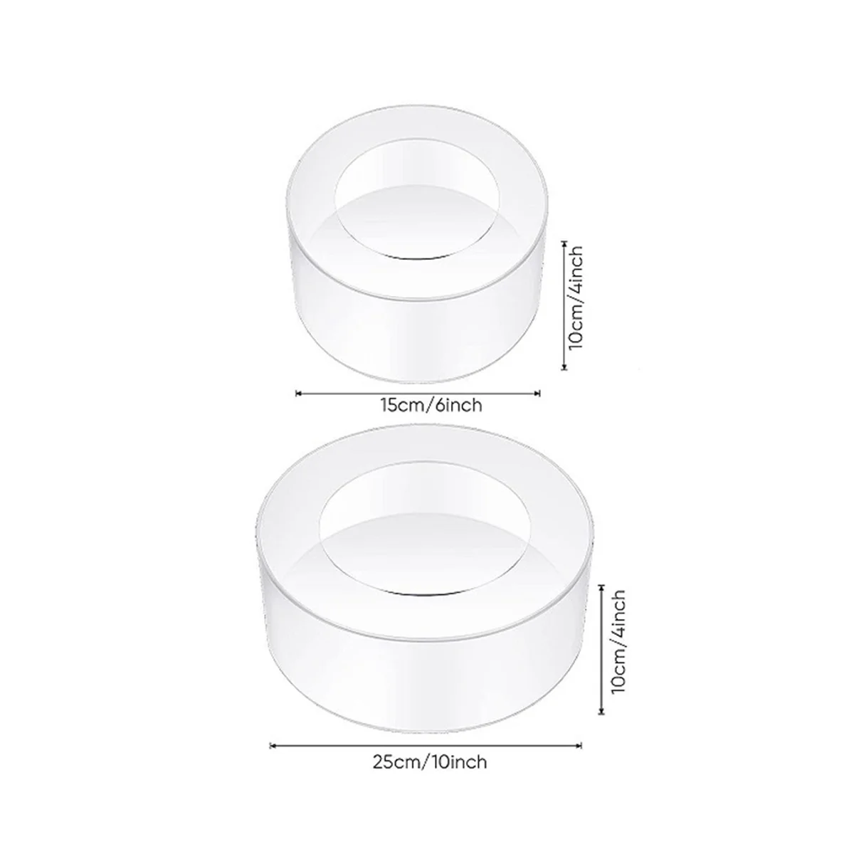 2Pcs Acrylic Fillable Cake Display Board Clear Round Fillable Cake Stand Display Box for Wedding Birthday Party