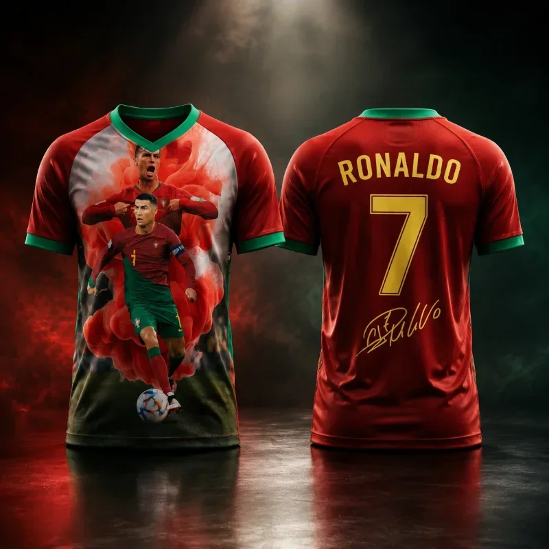 2026 Cristiano Ronaldo Fan Commemorative Edition No.7 Football Suit 3D Printed Adult and Child Parent Child Dressing