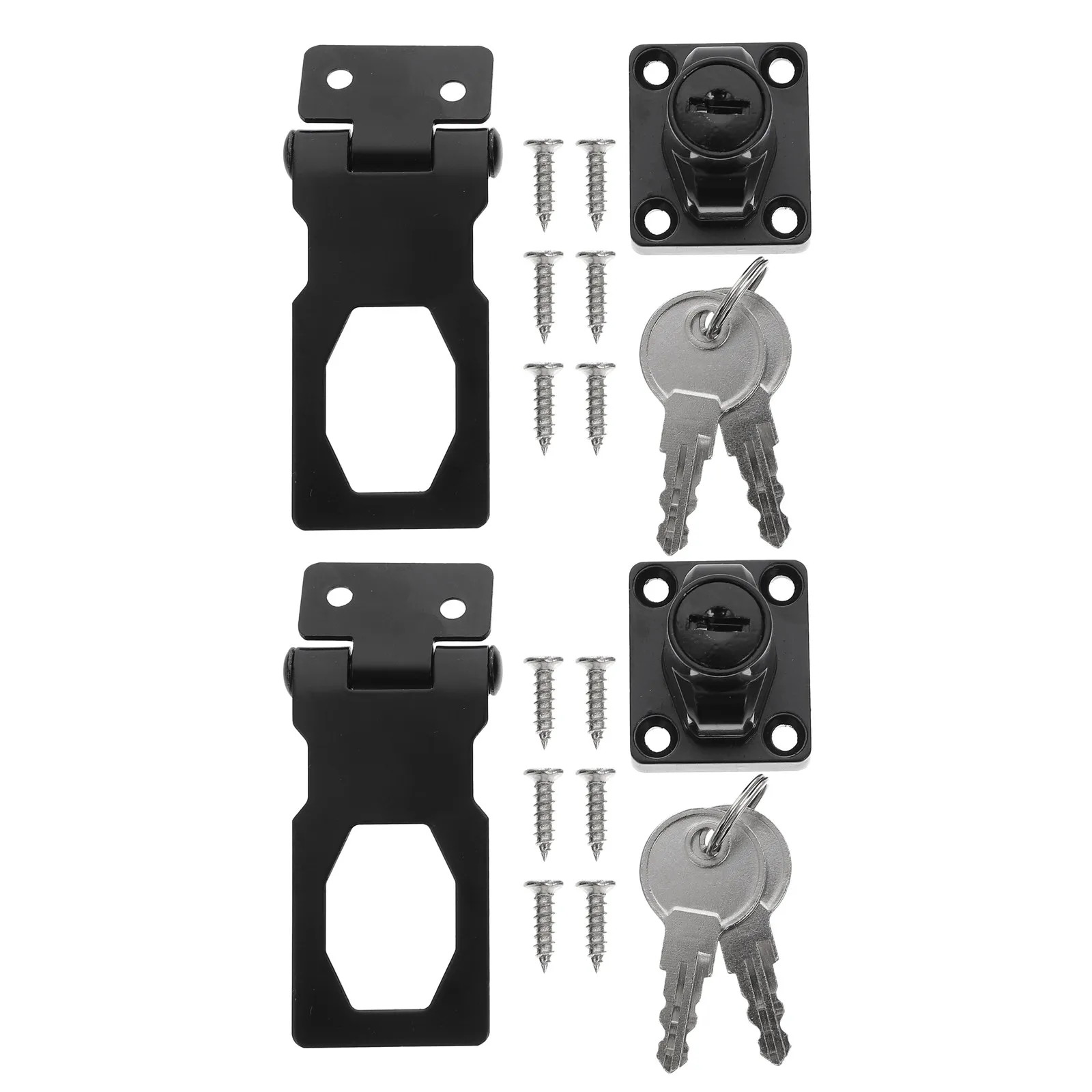 2Sets Keyed Locking Cabinet Hasp Black Twist Knob Safety Lock Zinc Alloy Door Latch for Home Office Drawers Toolboxes 2.5 Inch