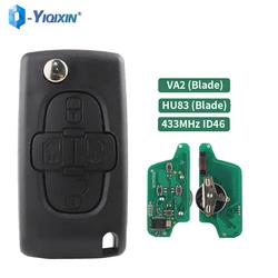 Remote Car Key For Peugeot 807 1007 433Mhz 4 Button Smart Key For Citroen C8 VA2 HU82 Blade ID46 PCF7941 Chip CE0523 ASK NO Logo