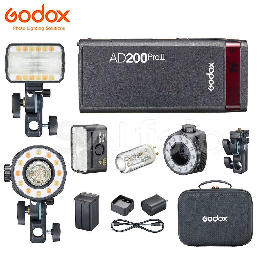 Godox AD200Pro II TTL Pocket Camera Flash 200Ws 2.4G HSS 1/8000 2980mAh Battery Speedlite for Canon Nikon Sony Olympus Fuji