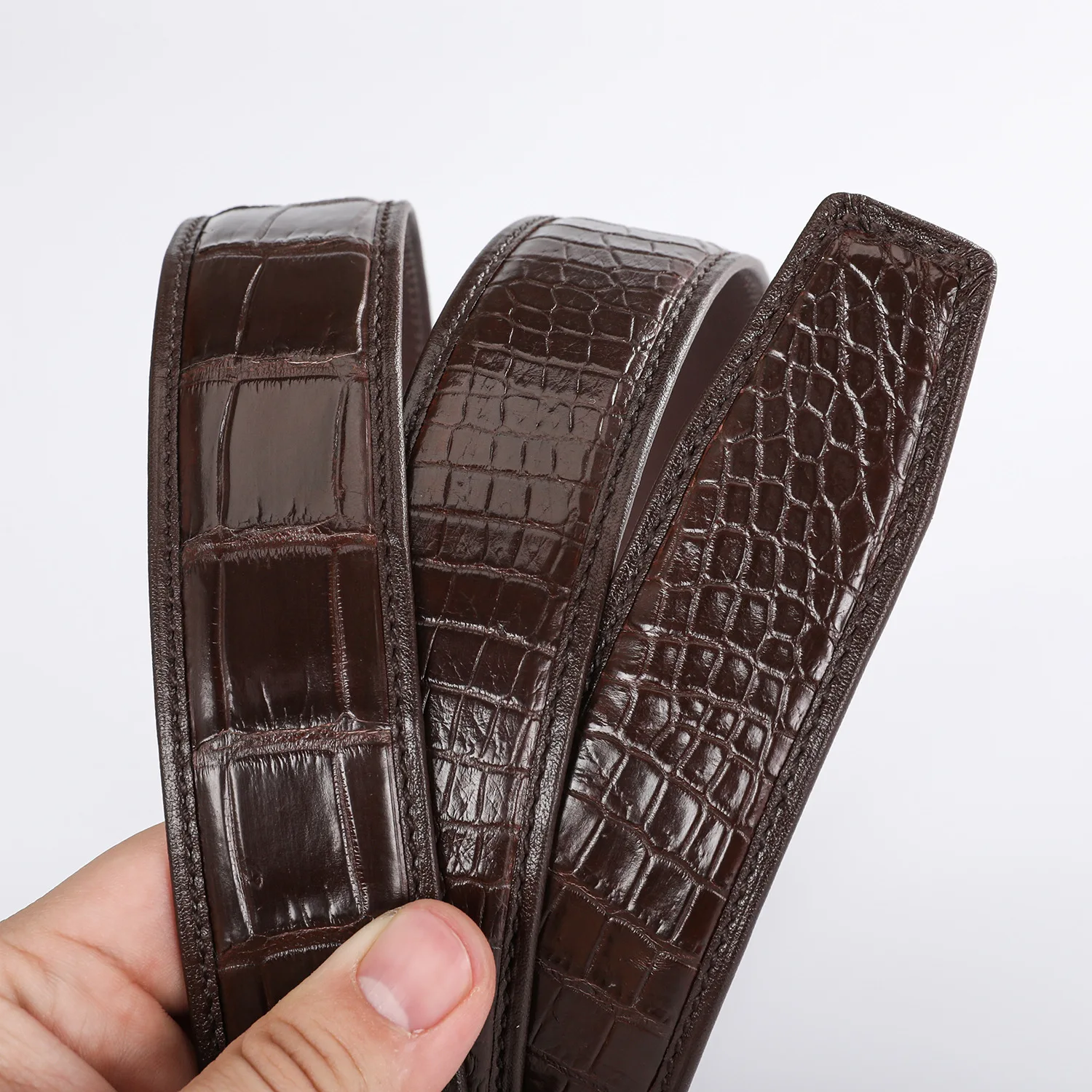 2025 New Crocodile Leather Men's Automatic Buckle Belt Fashion Genuine Leather Belt Men's Slide Pants Waist Belt 45