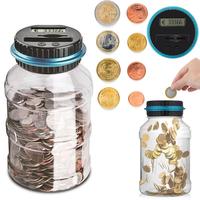Gift Digital LCD Display Automatic Money Saving Box Coins Counting Jar Piggy Bank Coin Counter