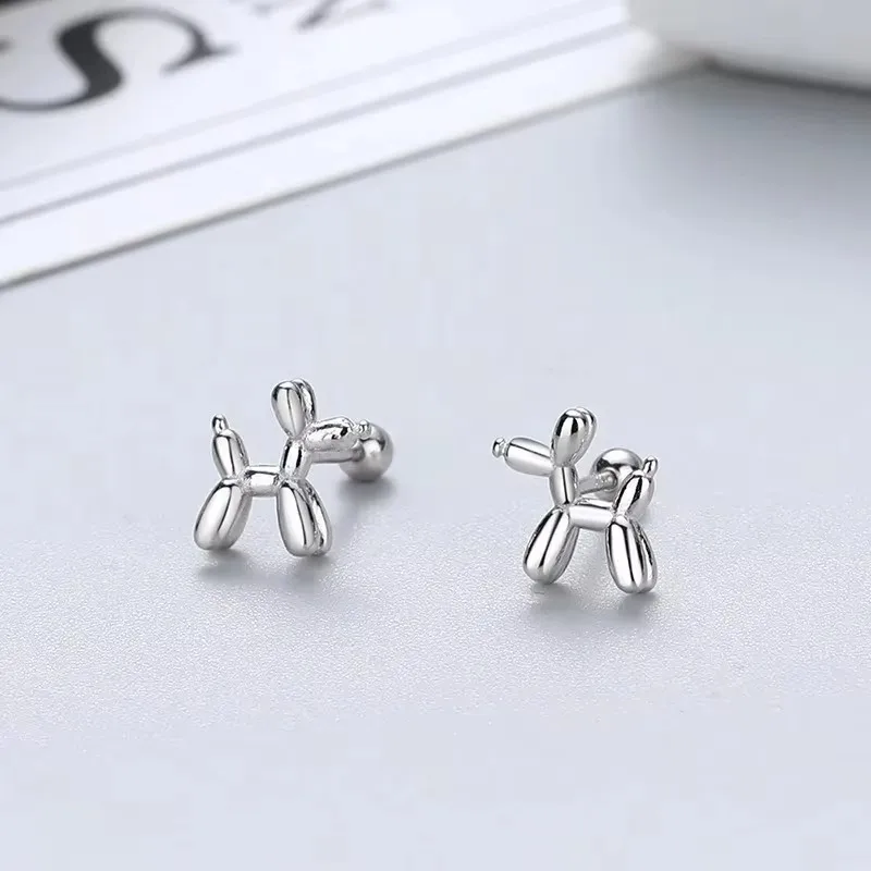 New Exquisite Sweet Small Bear Screw Earrings For Women Girls With Pink Zircon Cute Playful Party Jewelry Accessories Gifts