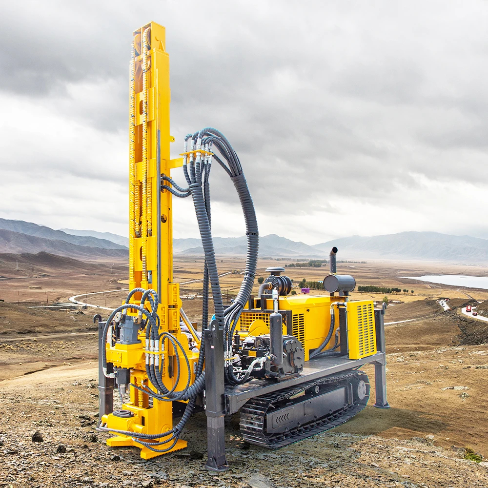 Heavy Duty Crawler Mounted Borehole Drill Rig 400m 500m 600m with DTH Hammer for Mining and Water
