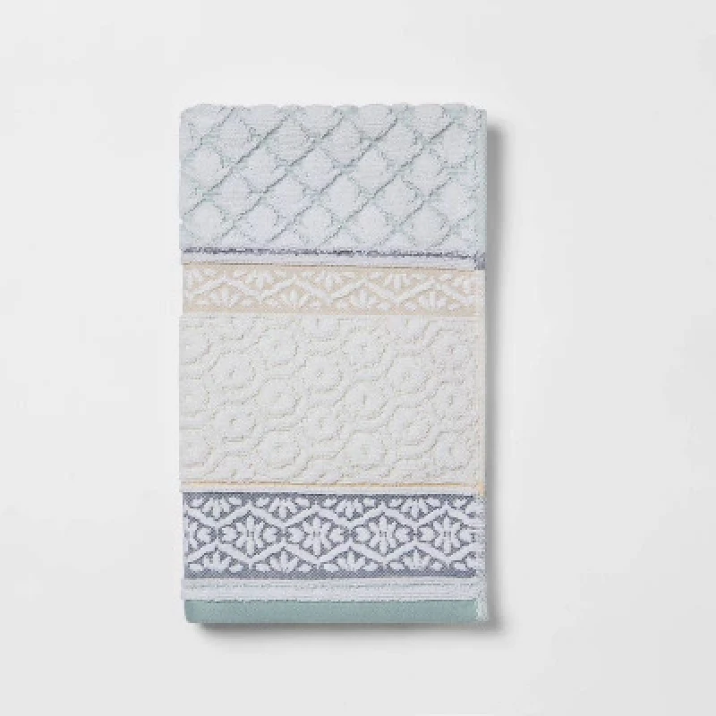 

Cotton soft colored striped and textured border towel