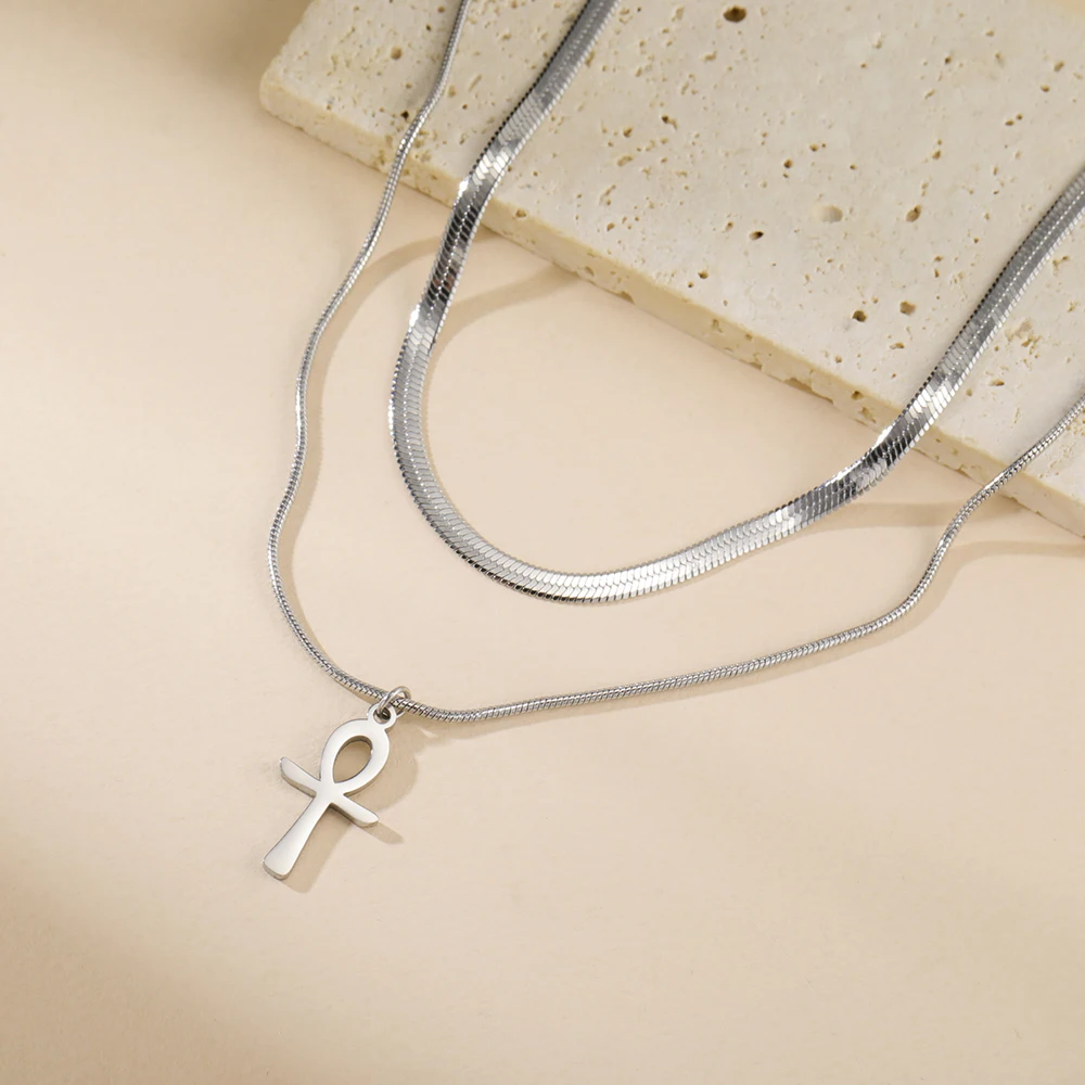 Dawapara Vintage altägyptisches Leben Ankh Kreuz Halskette Amulett des Schutzes religiöser Edelstahlschmuck – Detail 18