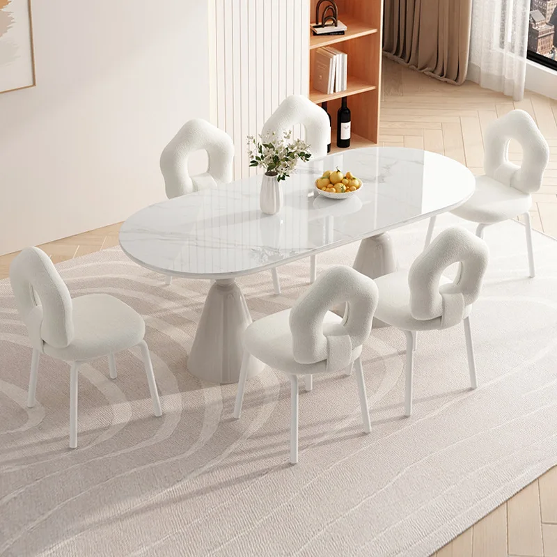 Internet celebrity cream style dining chair home premium soft bag back stool designer rotating dresser makeup chair