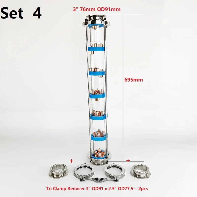Imagem -04 - Coluna da Lente da Destilação de Od91 mm com Peças Placa da Bolha de Cobre Define para o Homebrew Coluna Ss304 da Destilação de Camadas 3