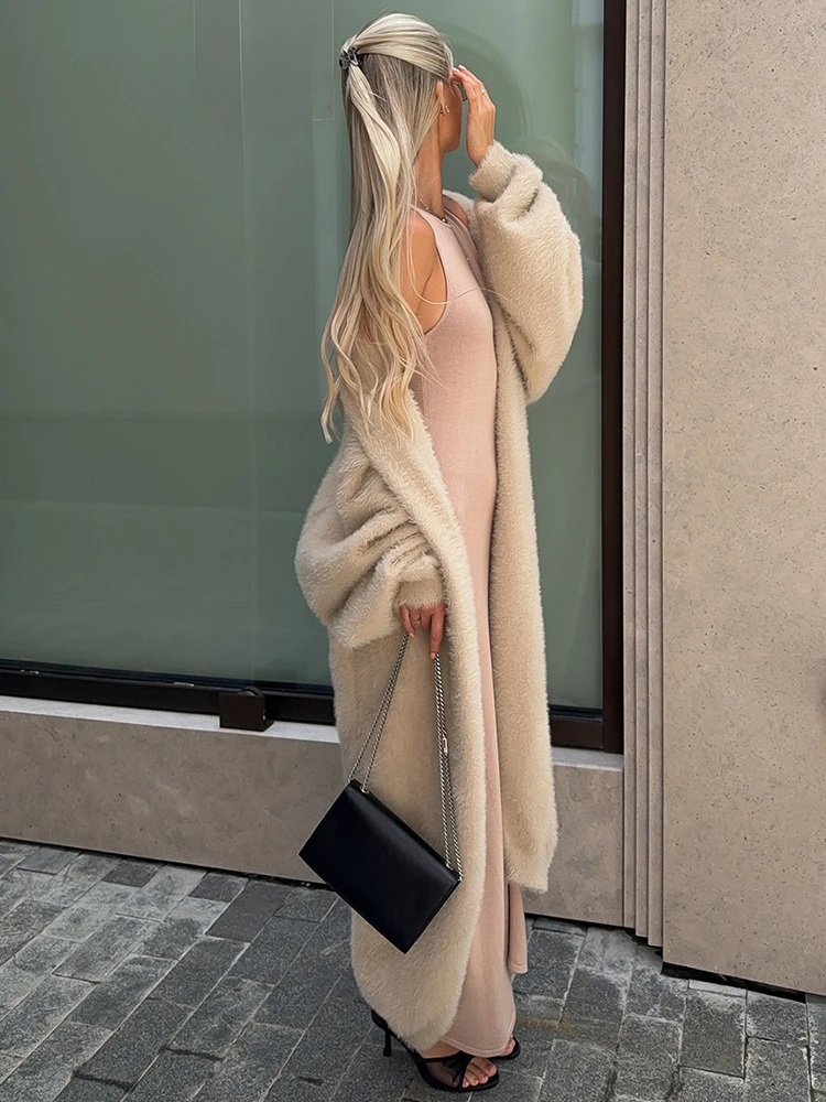 ByeMyLove Nepbont Gewaad Jas Gewaden Dames Winter Warm Vest Met Lange Mouwen Elegant Casual Over Size Bovenkleding Trending