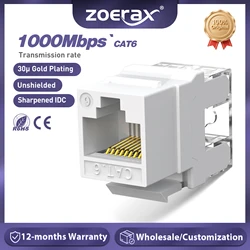 ZoeRax 10-Pack Cat5e Cat6 RJ45 Keystone Jacks Slim Profile, 180-Degree Ethernet Wall Jack Cat5e Cat5 Modular Jack