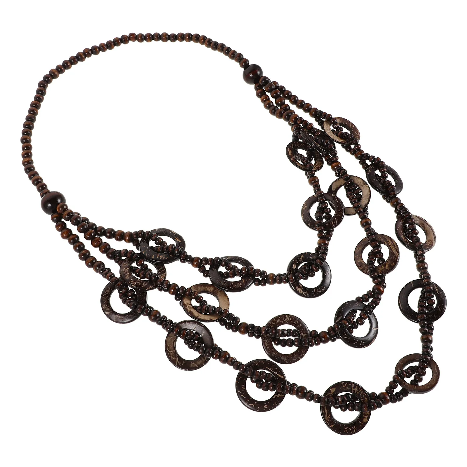 Boho Style Handmade Multi Layer Coconut Shell Necklace Women Ethnic Beach Jewelry Summer Festival Luau Party Accessory
