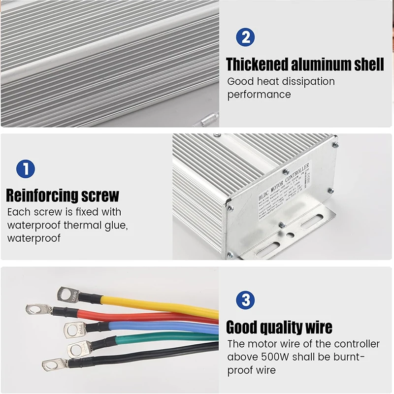 36V 48V 52V 60V 72V 2000W 3000W 5000W 80A E-Bicycle Controller Brushless Motor Tricycle Controller For E-Scooter Motorcycle