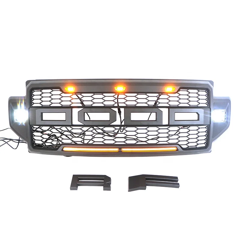 4x4 Off road Auto Parts Other Exterior Accessories Front Grill Car Grille With Lights and Light Bar Fit For F250 2021-2022