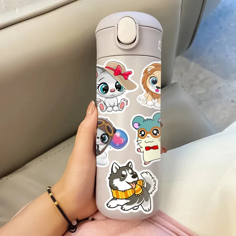 10/30/50pcs Kawaii Big Eye Animals Cartoon Stickers Cute Cat Dog Kids Sticker Toy Laptop Notebook Suitcase Funny Decals Gifts