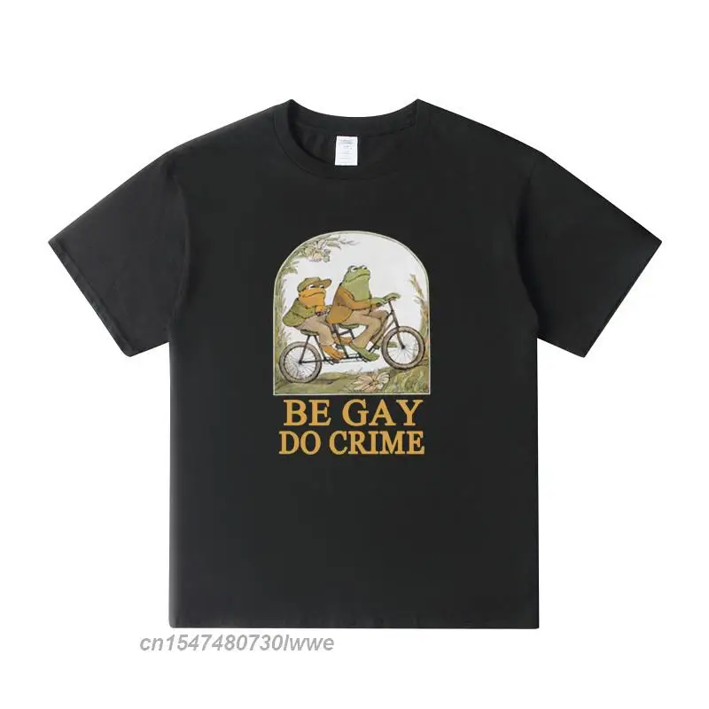 Frog And Toad-Be Gay Do Crime T Shirt Men Harajuku Anime T-Shirt Retro Unisex Clothes 100% Cotton Tshirts Funny Tees Tops