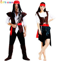 Pirate Costumes for Women Men Adult Halloween Male Captain Jack Sparrow Costume Pirates of the Caribbean Cosplay Clothes Set