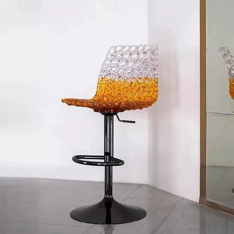 Modern transparent acrylic bar stool adjustable height crystal bar chair high-end restaurant bar