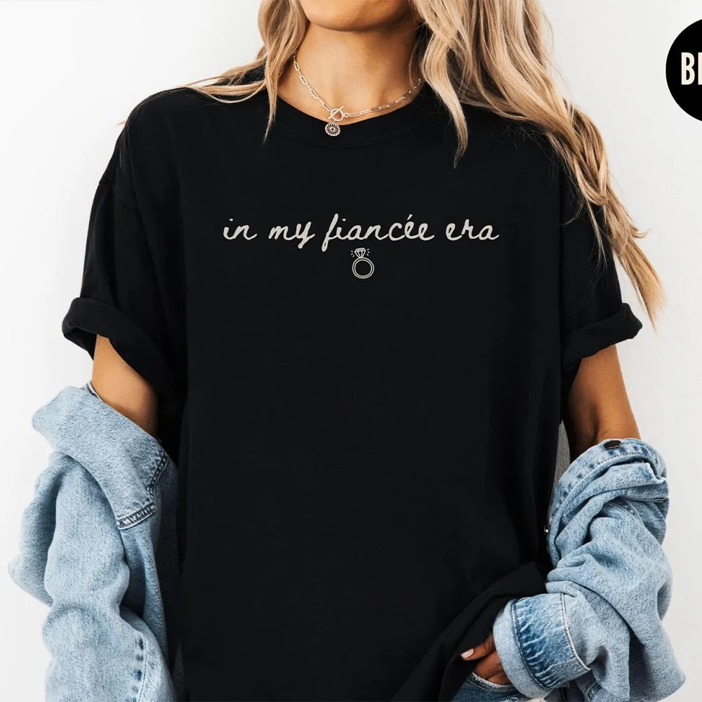 Funny in My Fiancée Era Comfort Bachelorette Tshirt Future Mrs. Shirt Gift Bridal Shower Bride Shirt Unisex Y2K Top Streetwear