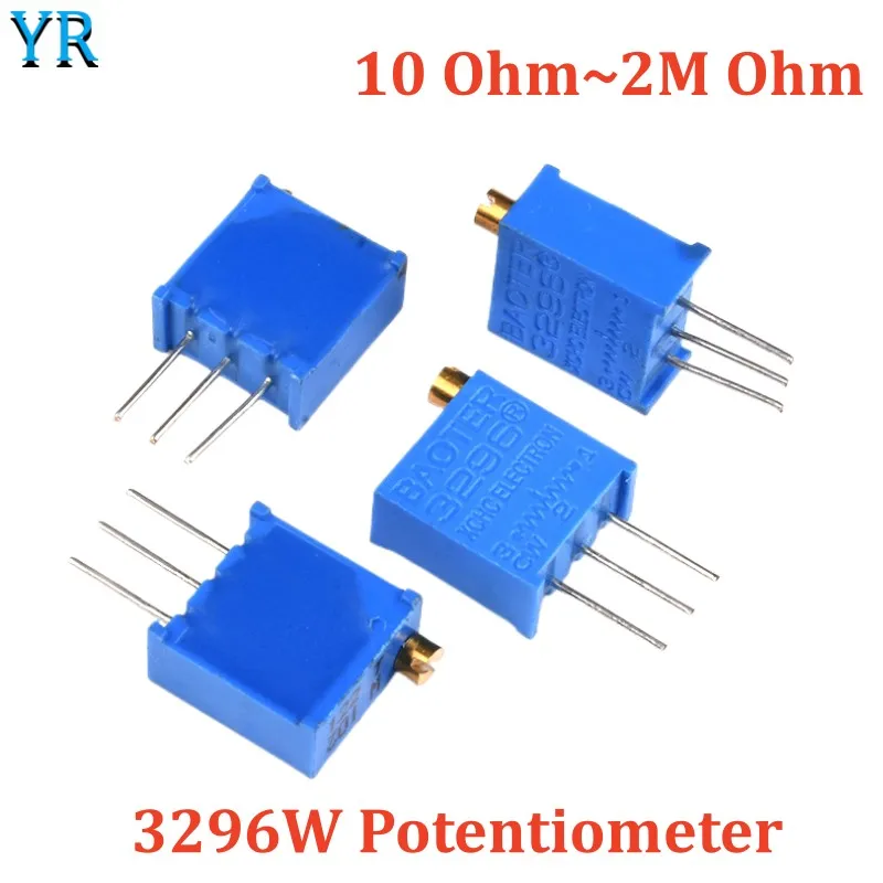 10PCS 3296W Trimpot Trimmer Potentiometer 10R 50R 100R 200R 500R 1K 2K 5K 10K 20K 50K 100K 200K 500K 1M 2M Ohm 100 201 502 205