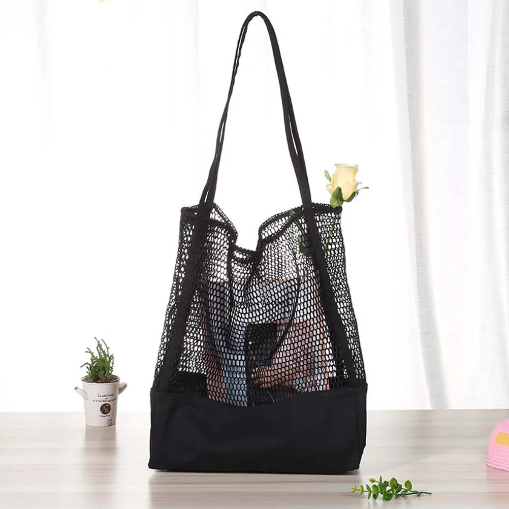 

Mesh Shopping Bag Organizer Reusable Washable Mesh Grocery Vegetable Fruit Bag Shopping Handbag Beach Bag Long Handle Net Tote (