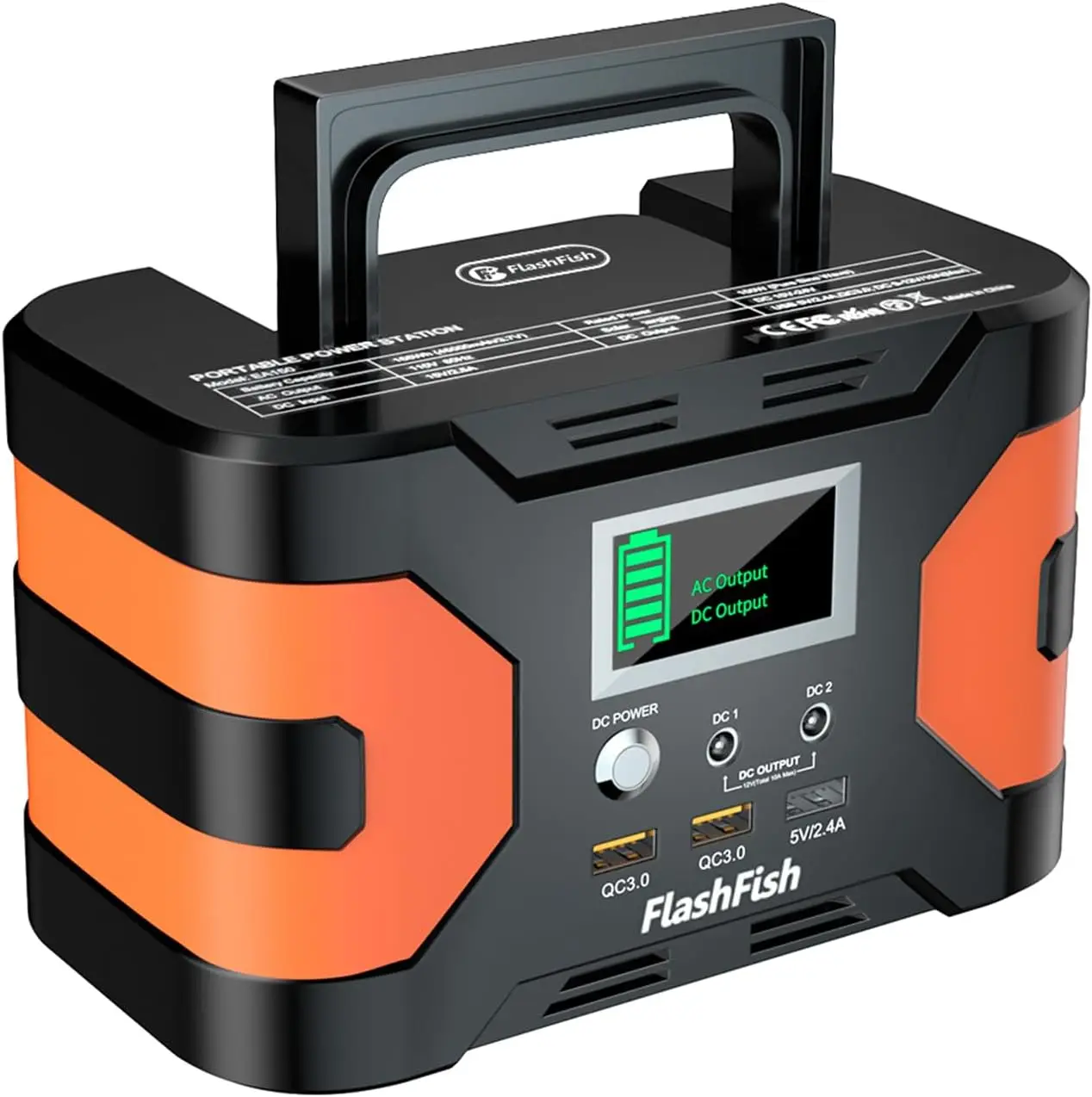 150W Portable Power Station 166Wh with Solar Charging, AC/DC/USB Ports for Camping & Emergency Use