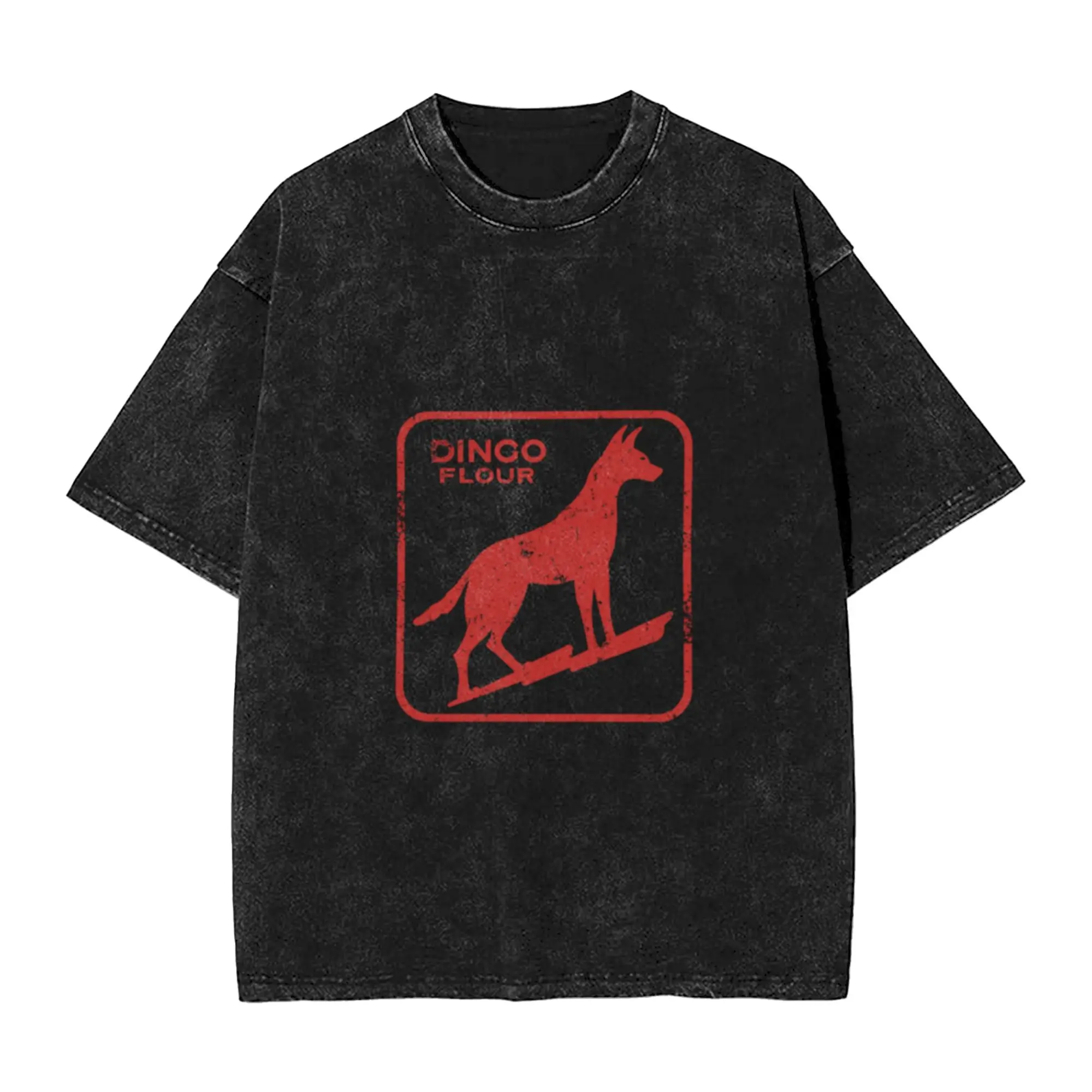 Dingo Flour (Washed   Worn) Classic Stylish A T-Shirt Oversized Short Sleeve Men's Women's Cotton Tees Tops