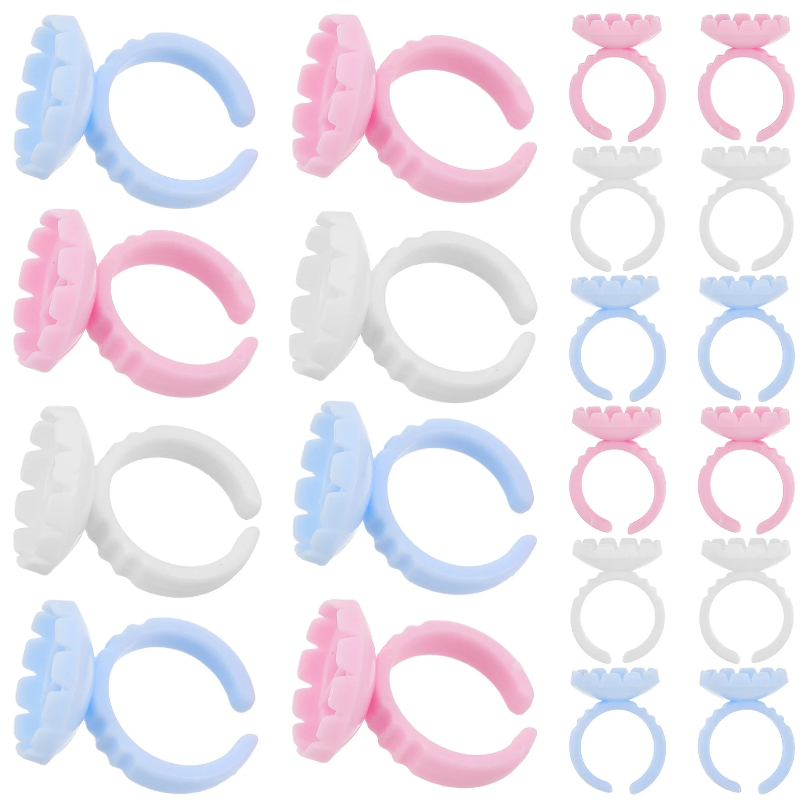 300 Stuks Wegwerp Lash Lijm Houder Ringen Lash Extension Lijm Cups Bulk Wimper Extension Gereedschap Levert Blauw Wit Roze