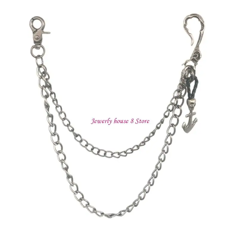 

Двухслойная поясная цепочка в стиле готик-панк с ювелирным аксессуаром в виде черепа