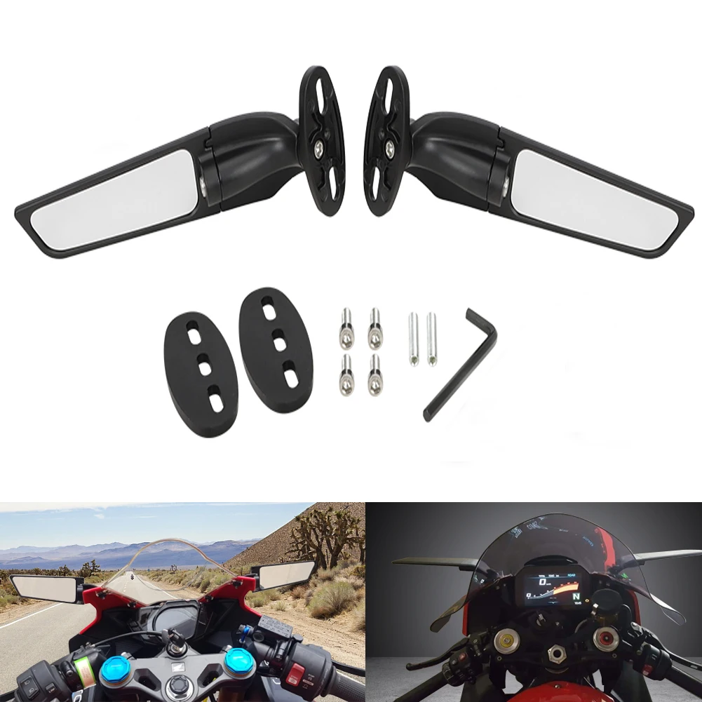 Motorcycle Universal Rotatable Rearview Mirror Modified 2PCS For KAWASAKI NINJA 250 300 400 650 H2 H4 ZX10R ZX9R ZX7R ZX6R ZX636