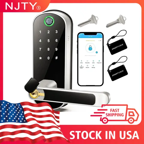 Smart Fingerprint Door Lock App Remote Control Keyless WIFI Digital Touchscreen Lock NFC IP67 Waterproof with 2 IC Cards