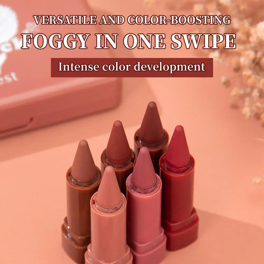6 cores névoa veludo batom cônico gradiente lábio forro à prova dwaterproof água antiaderente contorno matiz lipliner lápis maquiagem labial
