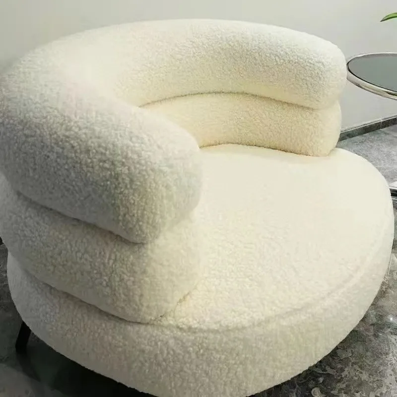 كرسي أريكة كسولة فردي للمكياج على الإنترنت كرسي من صوف الحمل