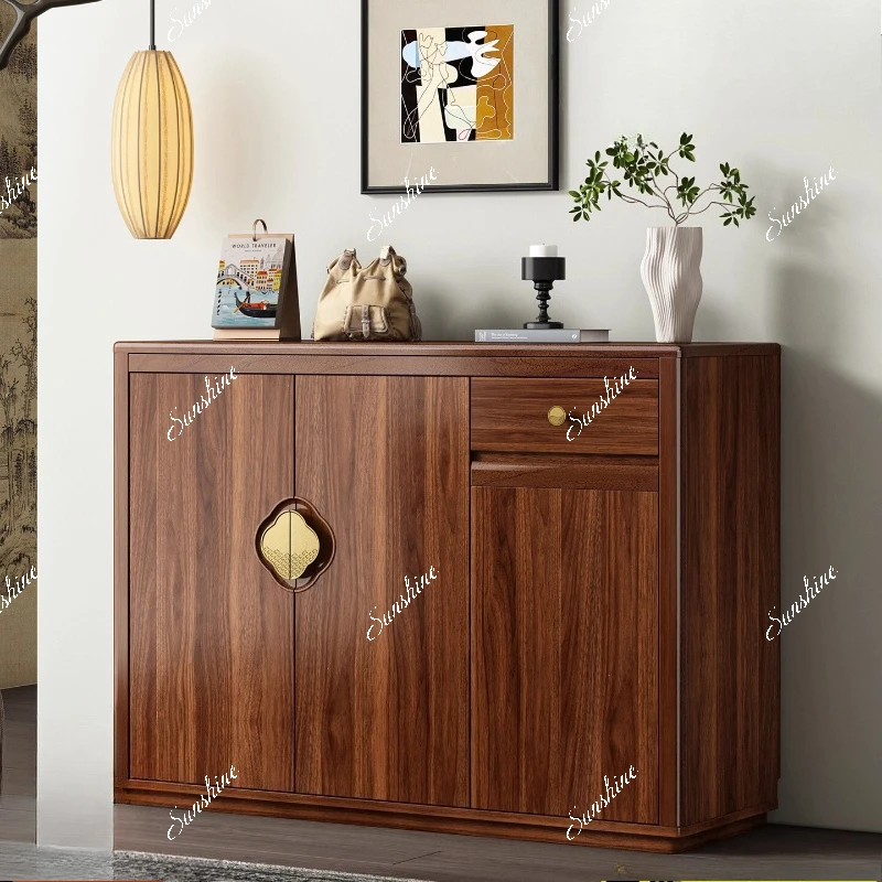 New Chinese-style solid wood shoe cabinet, large-capacity multi-layer oversized storage cabinet at the door of the home