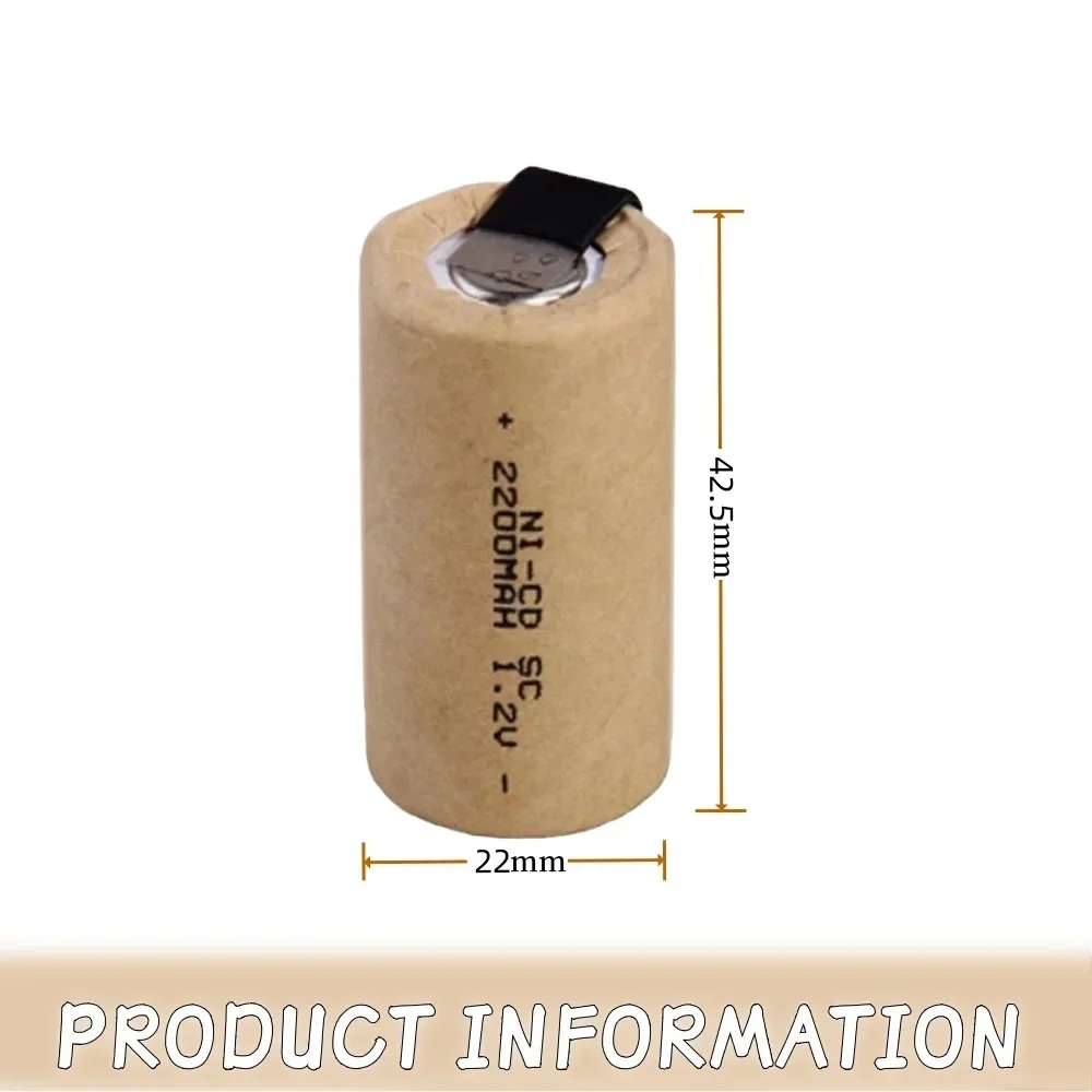 2-50 Pcs New SC 1.2V 2200mah Sub C NI-CD Rechargeable Battery with Welding Tab Suitable for Electric Drill Screwdriver Battery