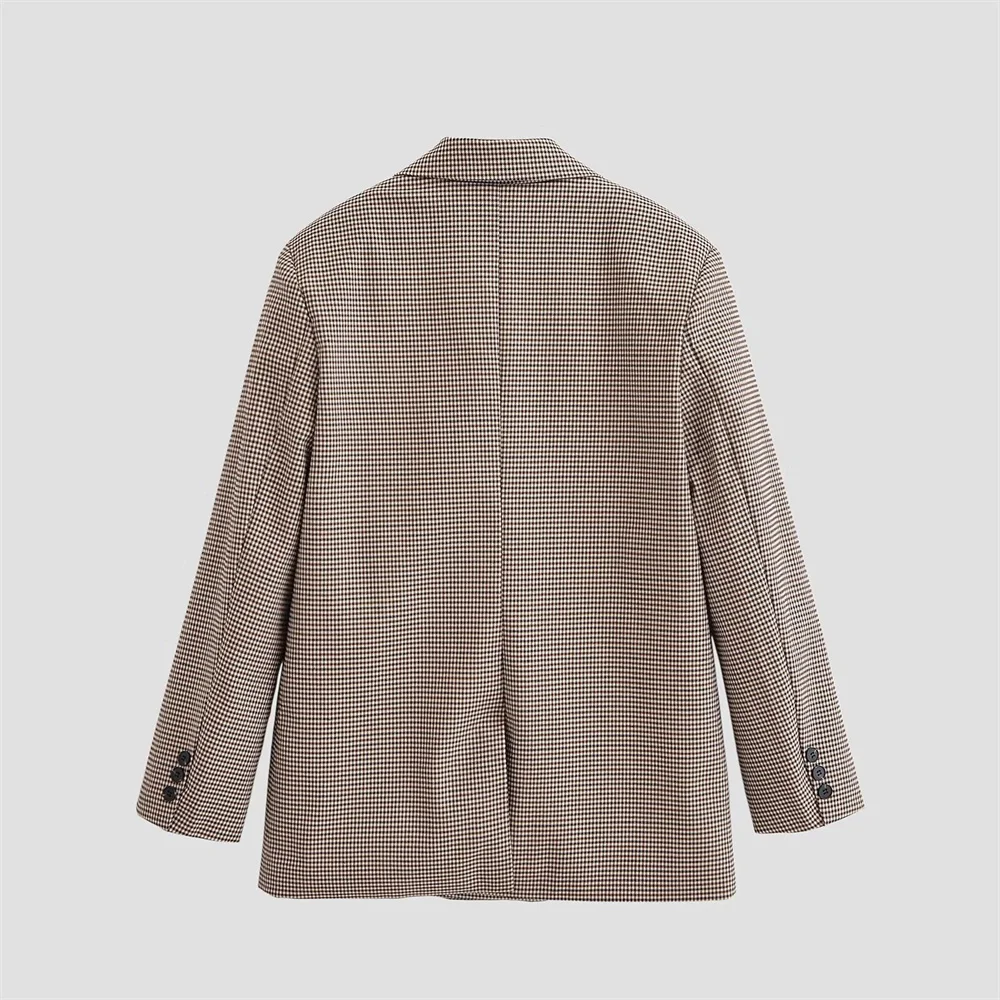 Winter neue Damen Pendeln zweireihige lässige alte Geld-Stil Qianniao Gitter Anzugjacke